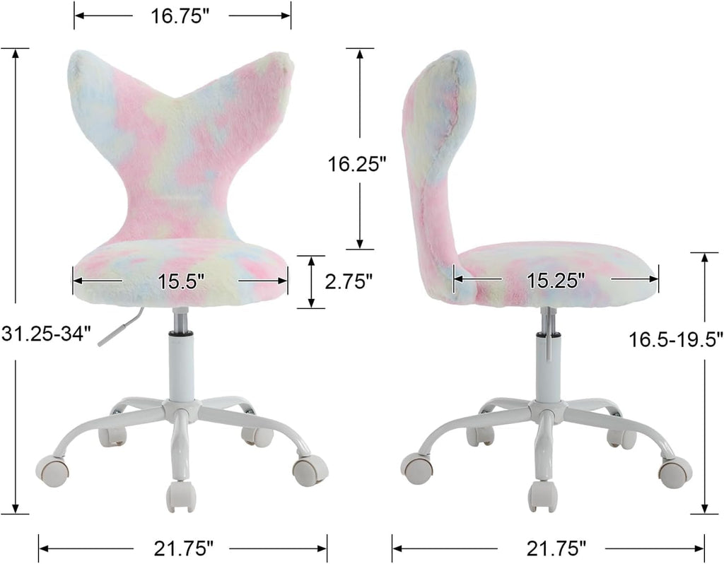 Fuzzy Pink Adjustable Kids Swivel Chair
