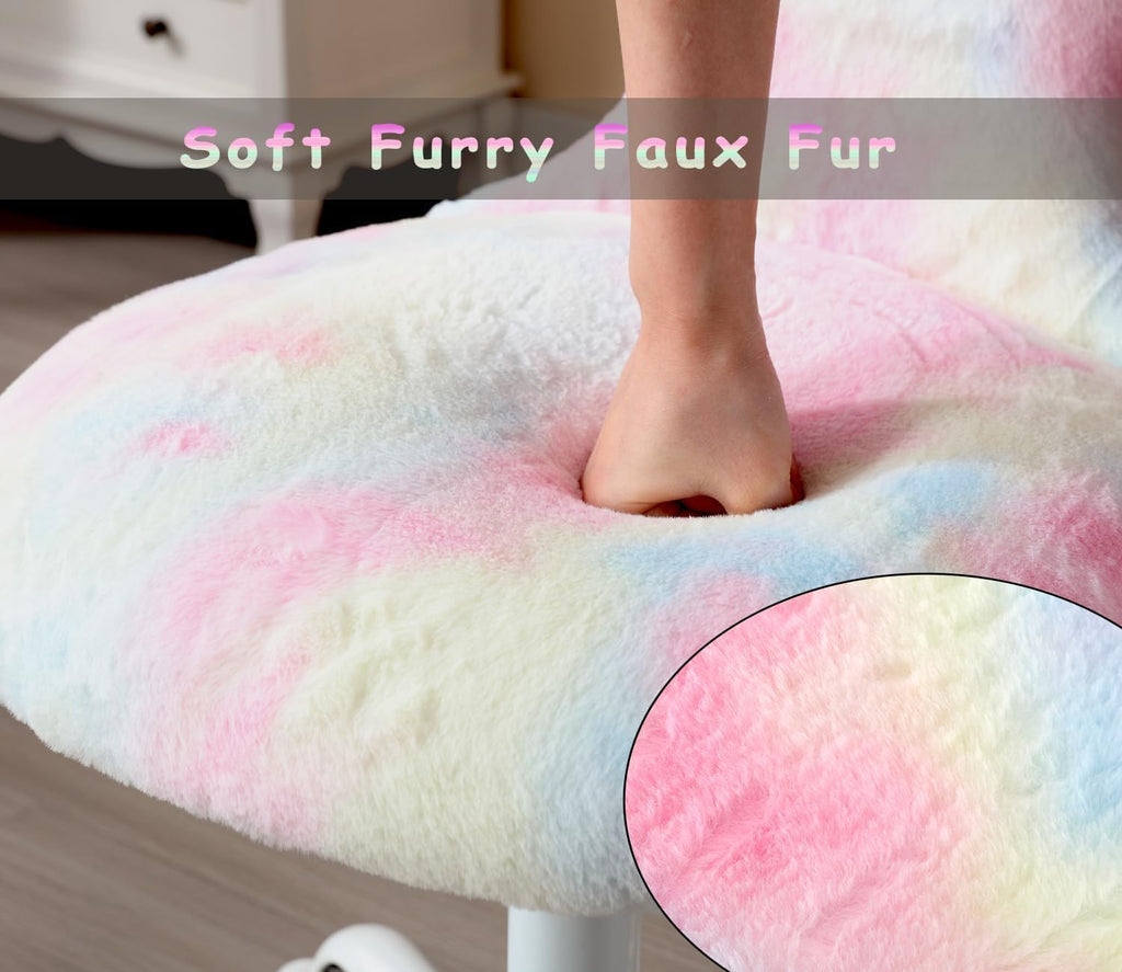 Fuzzy Pink Adjustable Kids Swivel Chair