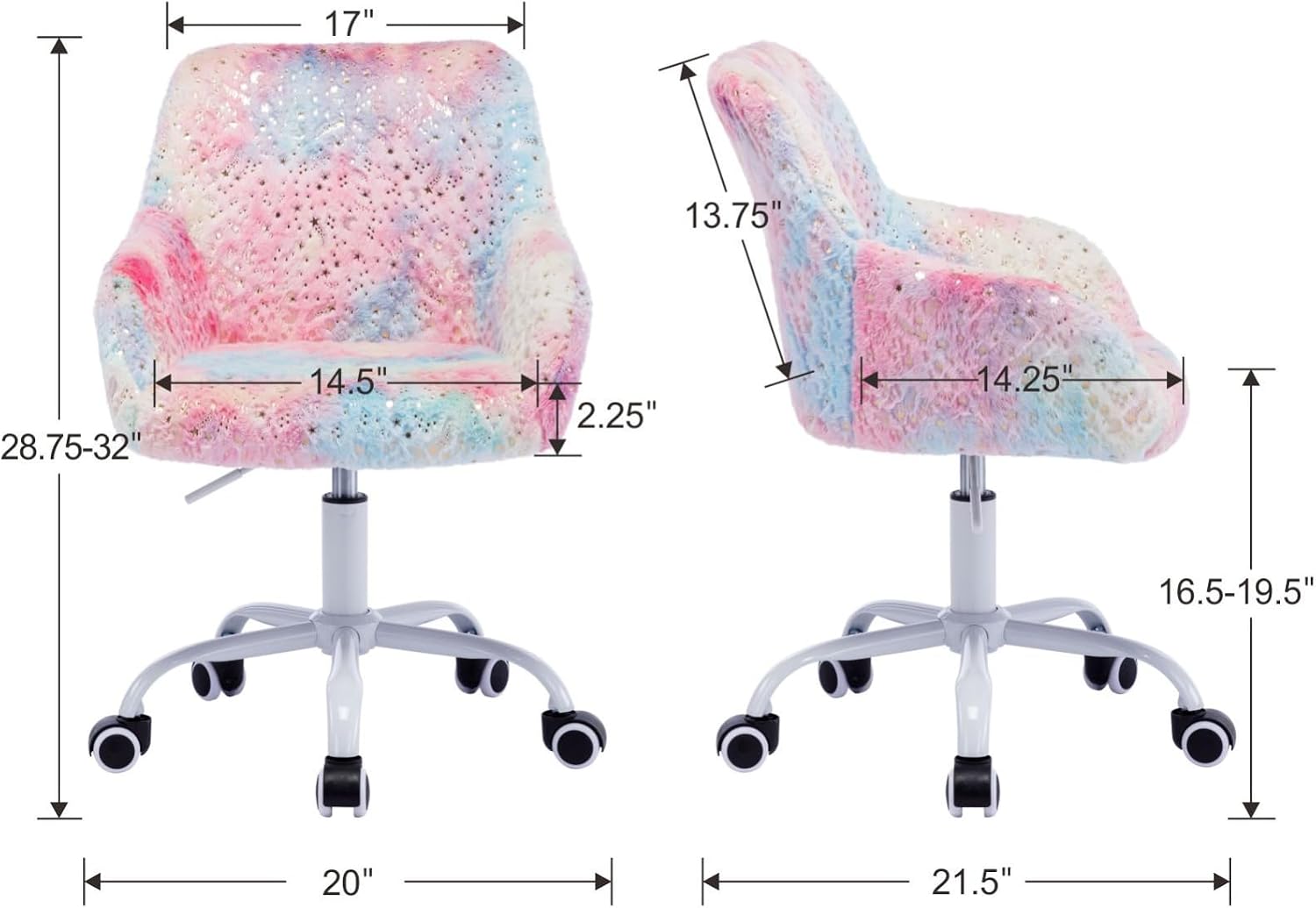 Faux Fur Adjustable Kids Swivel Chair