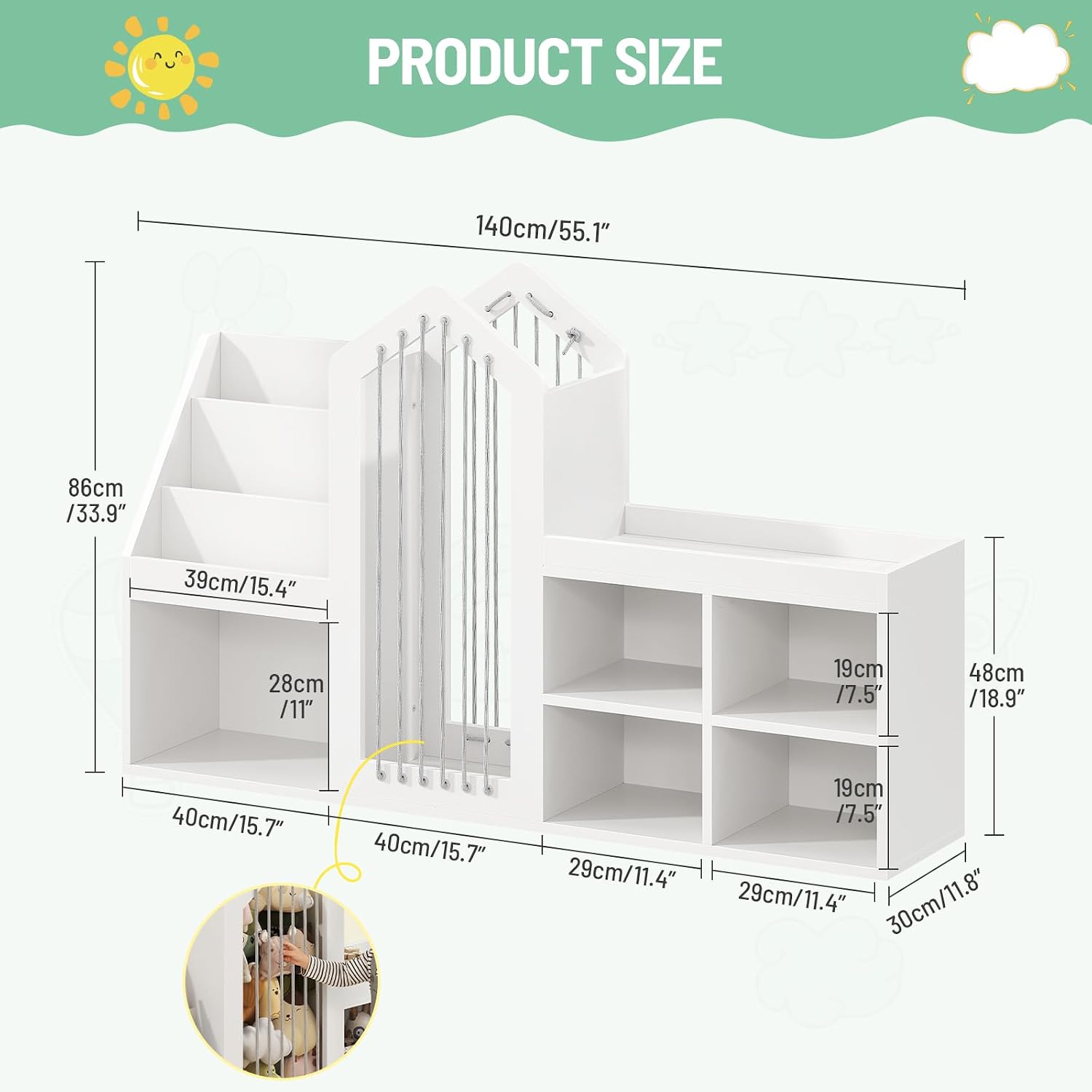 4-Tier Kids Toy Book Storage Rack