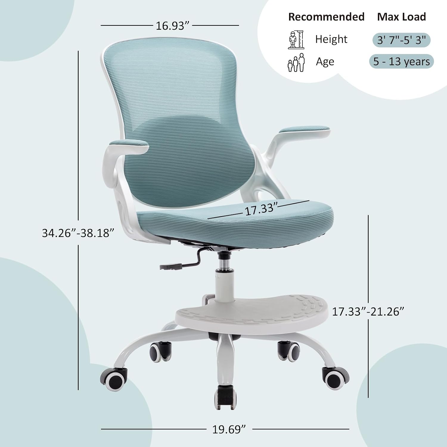 Mesh Adjustable Kids Swivel Desk Chair