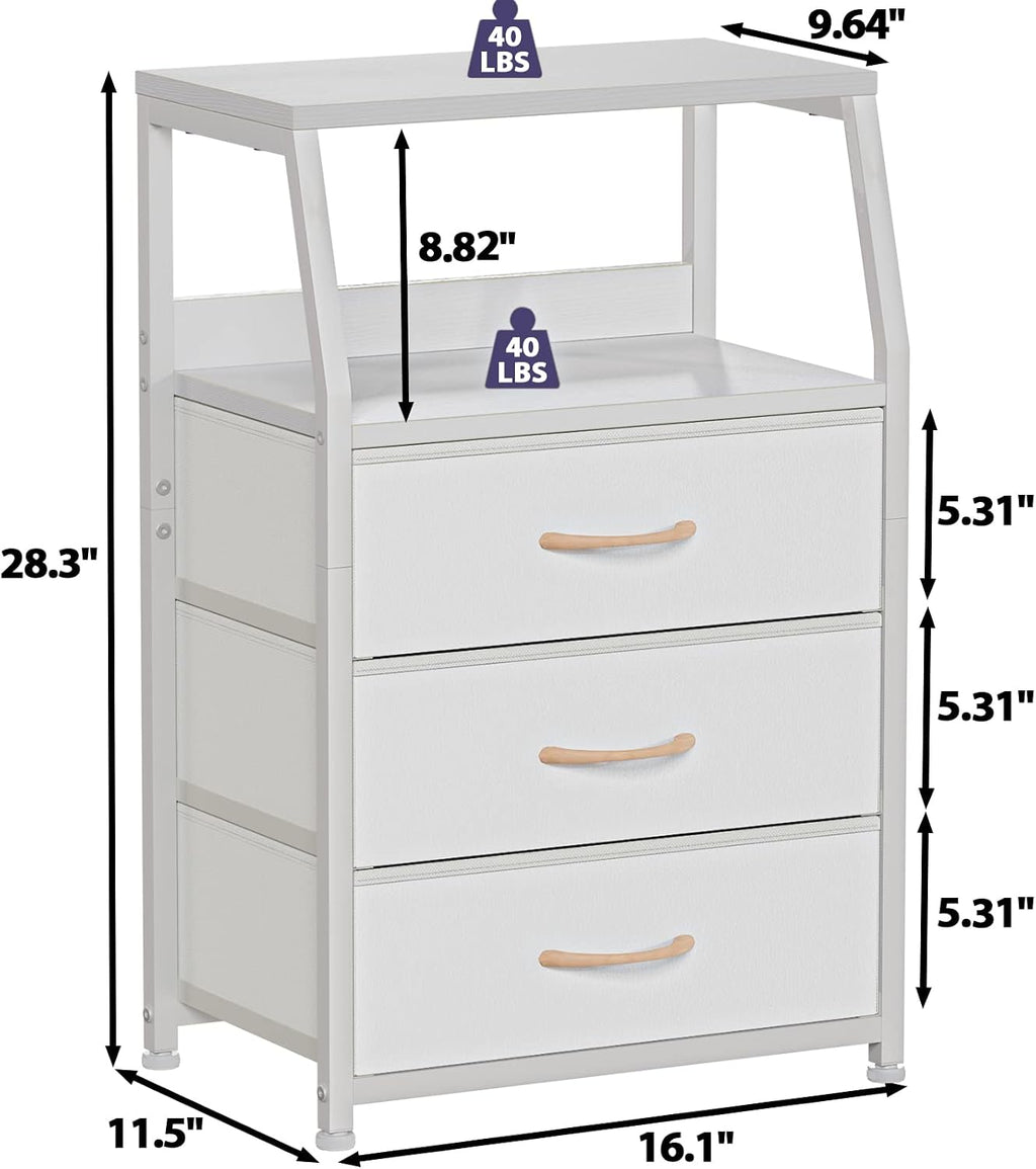 Wood Top Fabric Drawer Nightstand