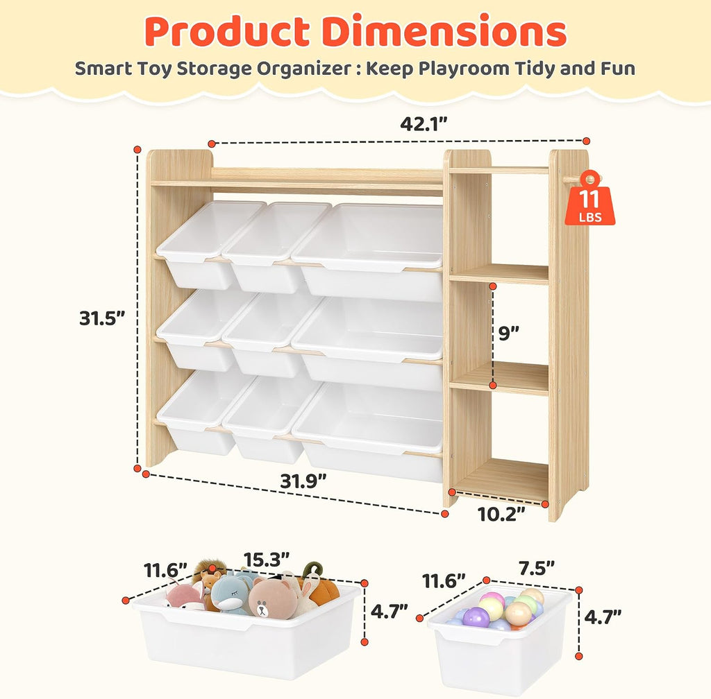 3-Tier 9 Bin Kids Toy Bookshelf