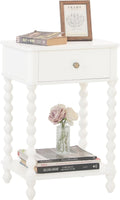 Spindle Leg White Farmhouse Nightstand