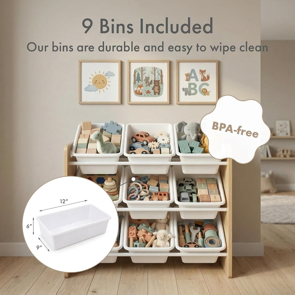 3 Tier 9 Bin Kids Toy Shelf