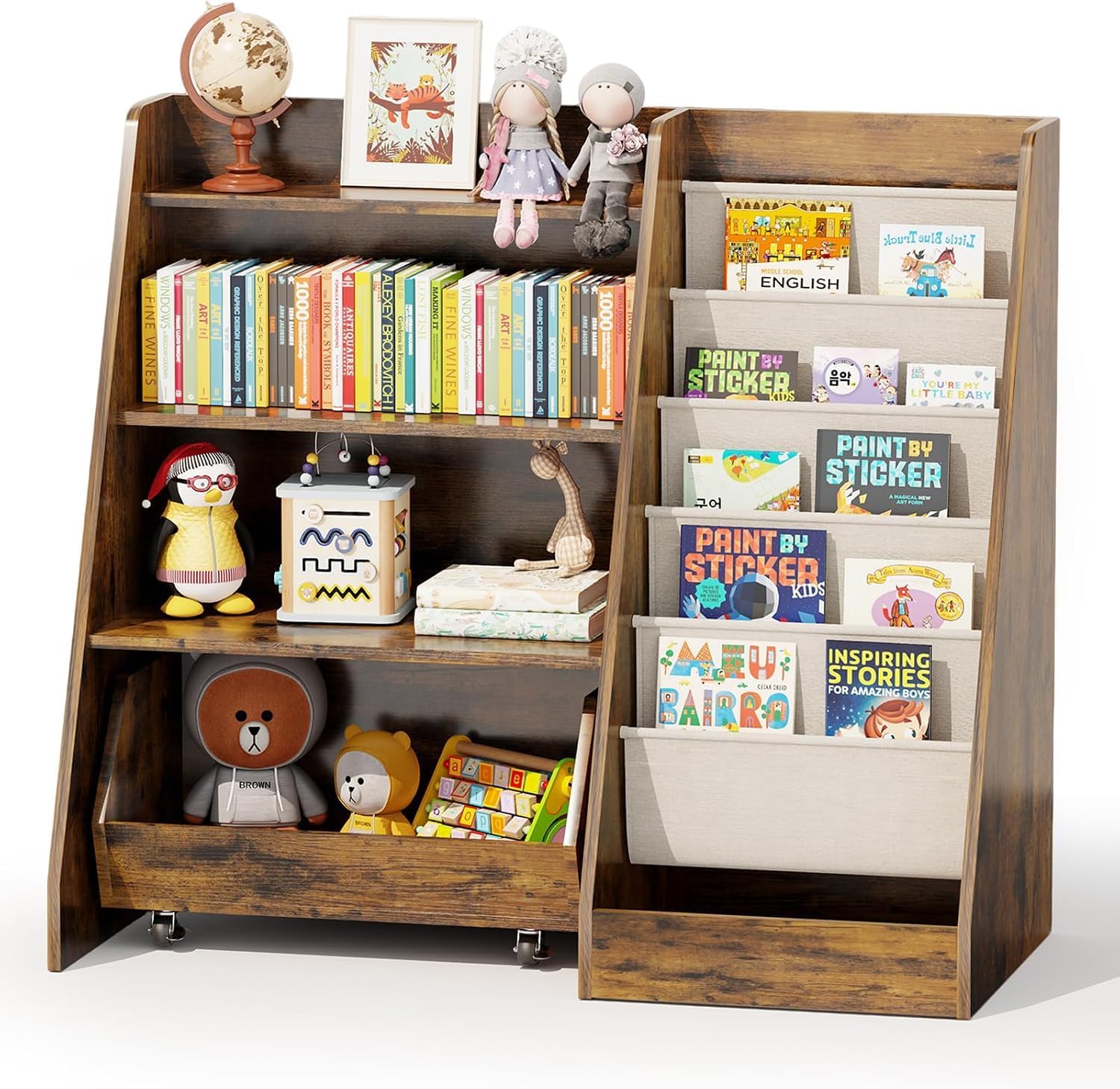 4 Tier Drawer Kids Toy Bookshelf