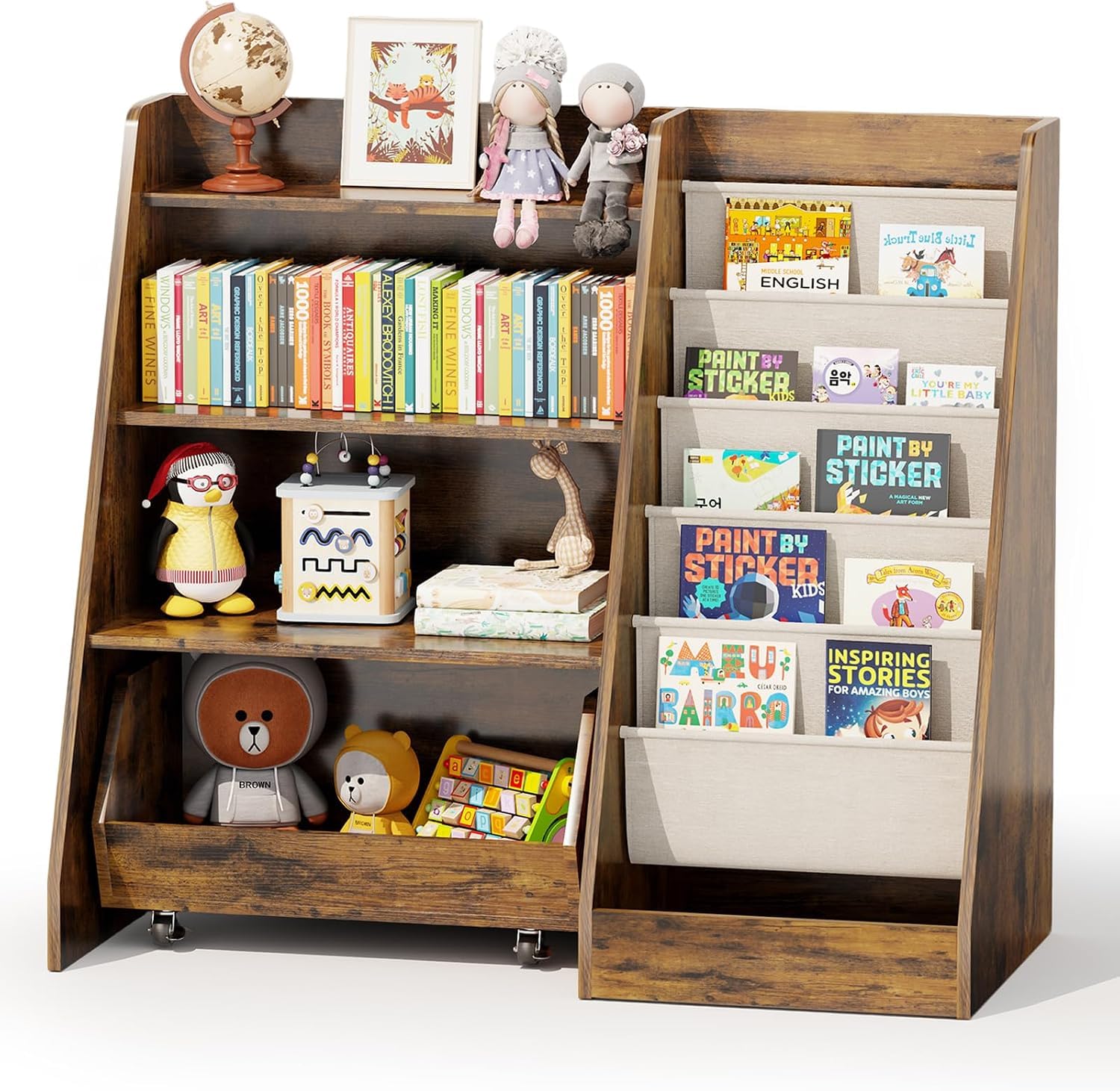 4 Tier Drawer Kids Toy Bookshelf
