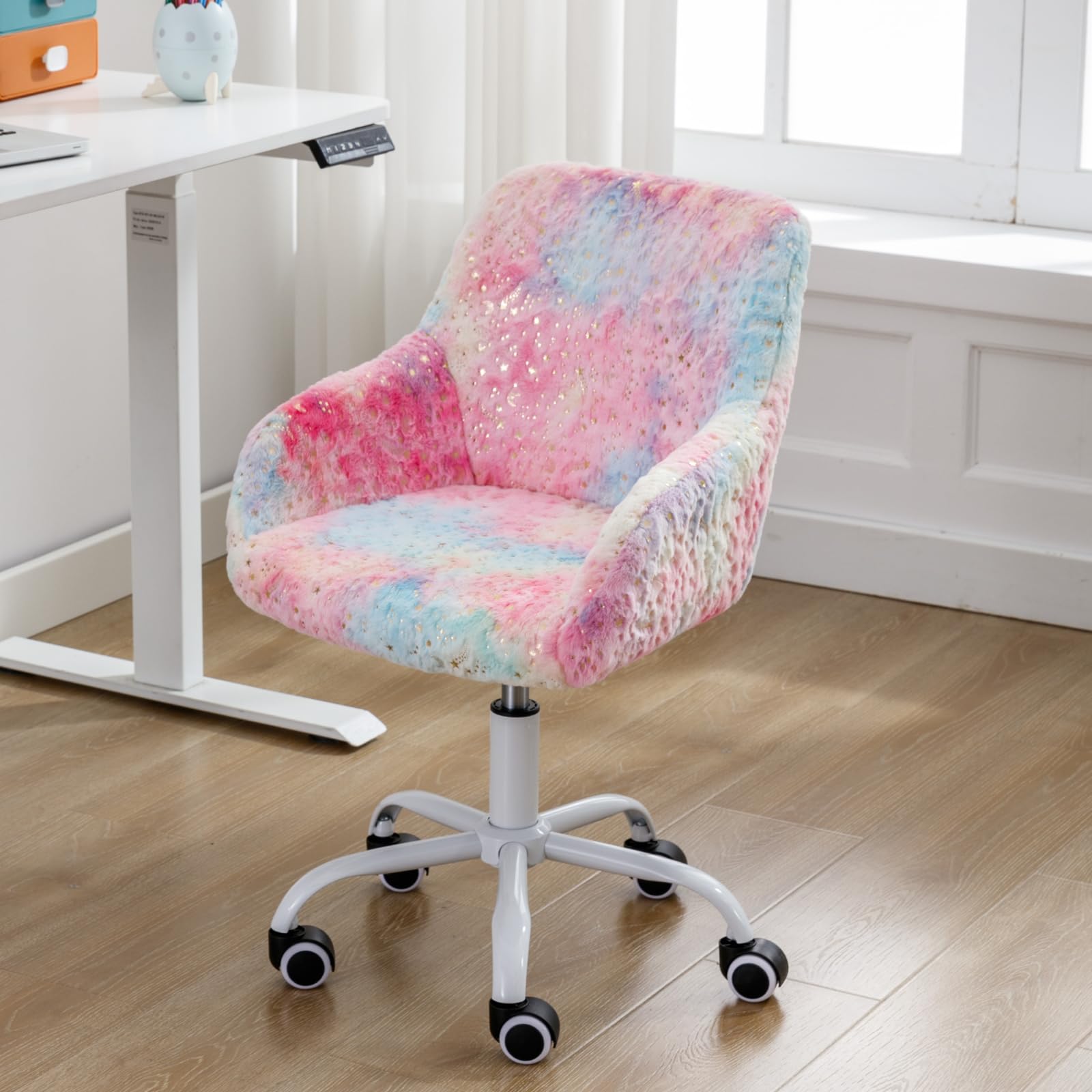 Faux Fur Adjustable Kids Swivel Chair