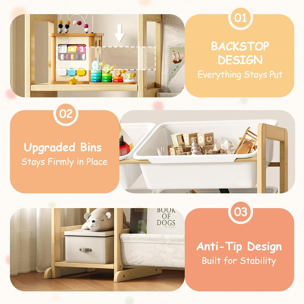 12 Bin Kids Book Toy Storage Rack