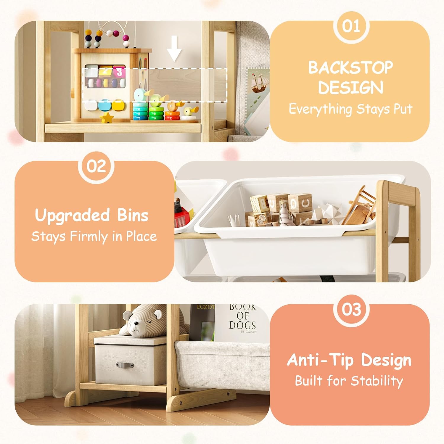 12 Bin Kids Book Toy Storage Rack