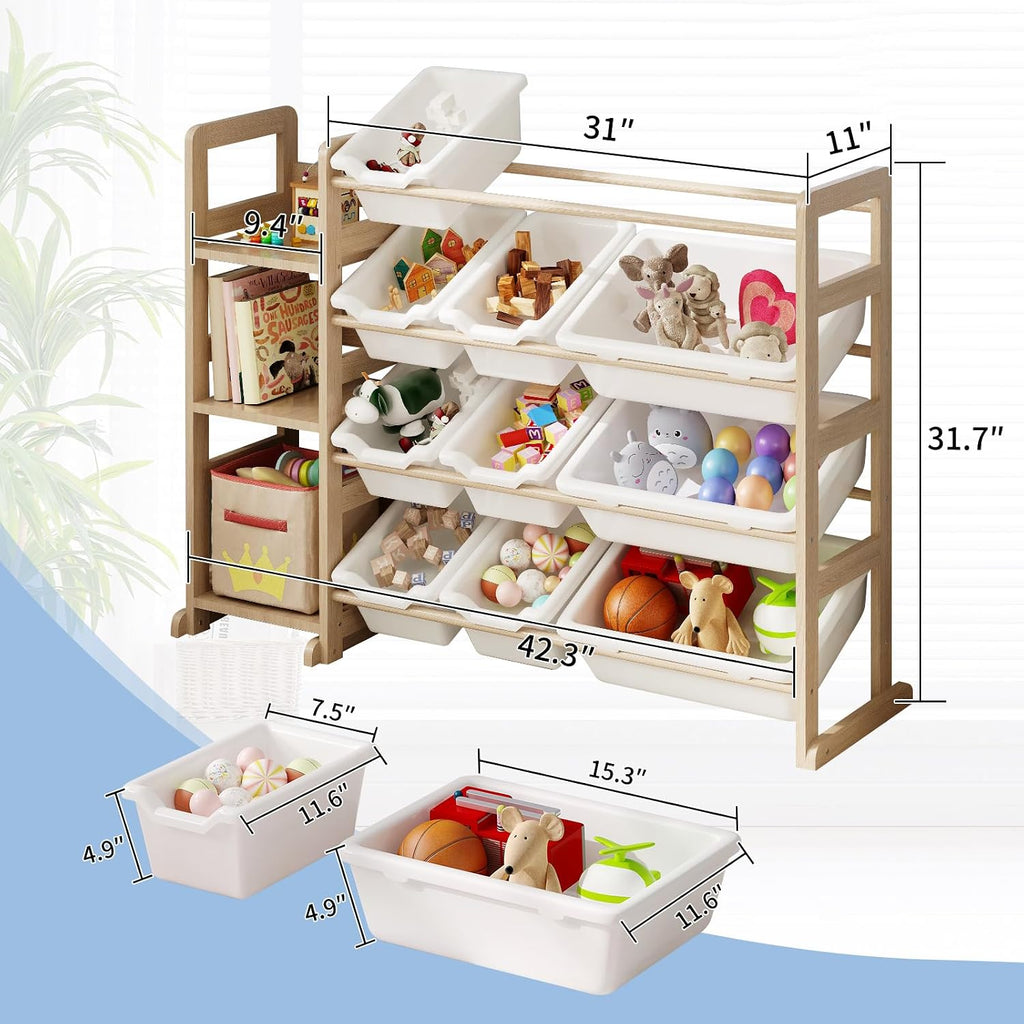 3-Tier 12 Bin Kids Toy Shelf