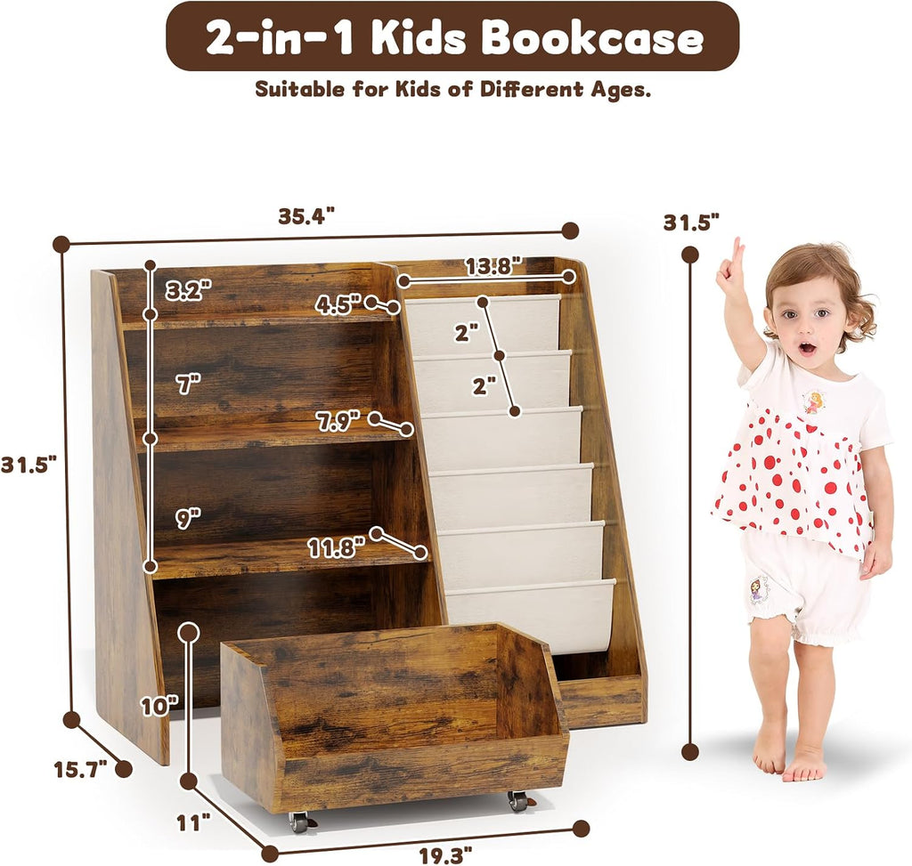4 Tier Drawer Kids Toy Bookshelf