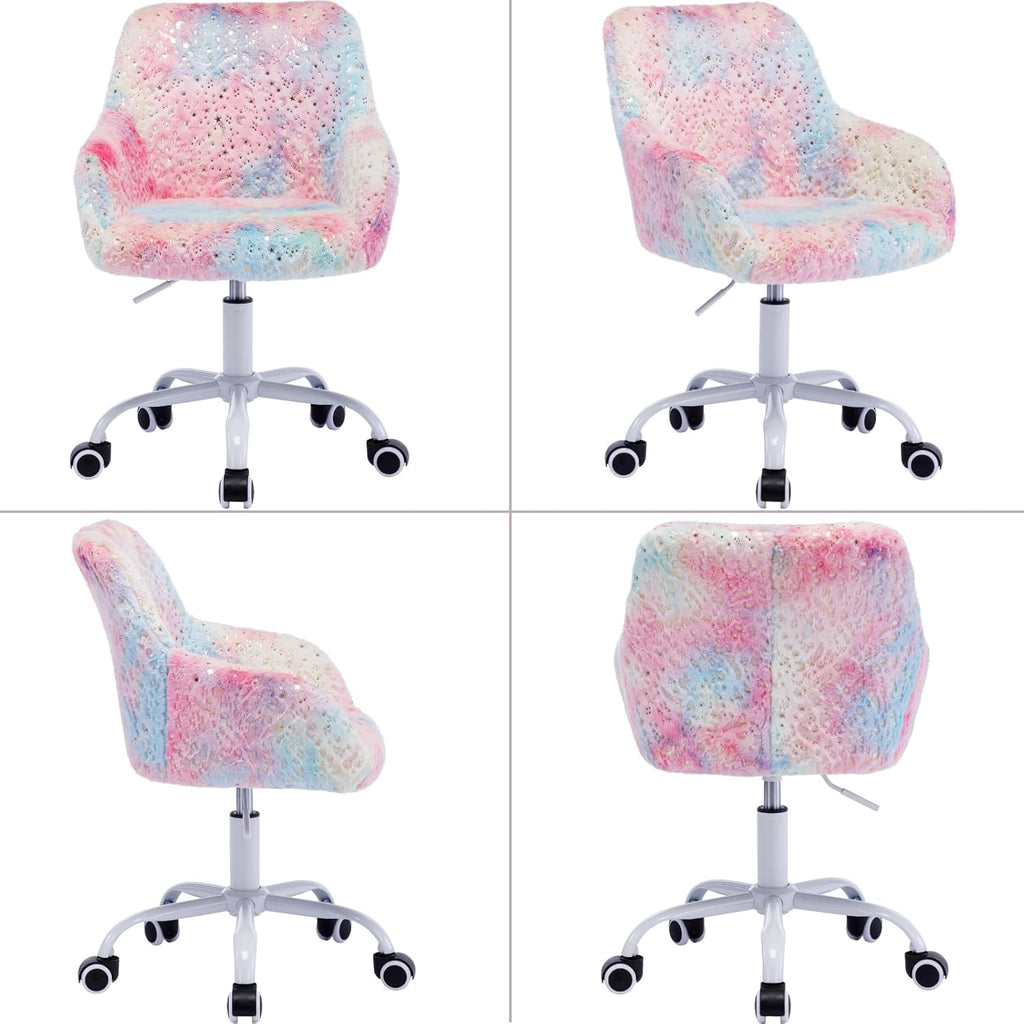 Faux Fur Adjustable Kids Swivel Chair