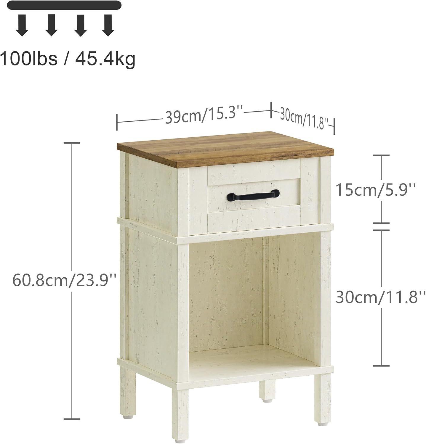 Farmhouse White Storage Nightstand