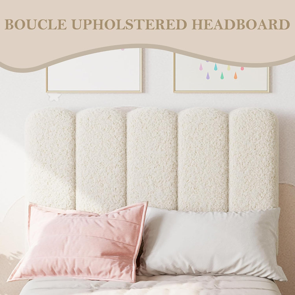 Boucle Upholstered Twin Platform Bed