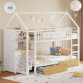 Metal House Twin Storage Bunk Bed