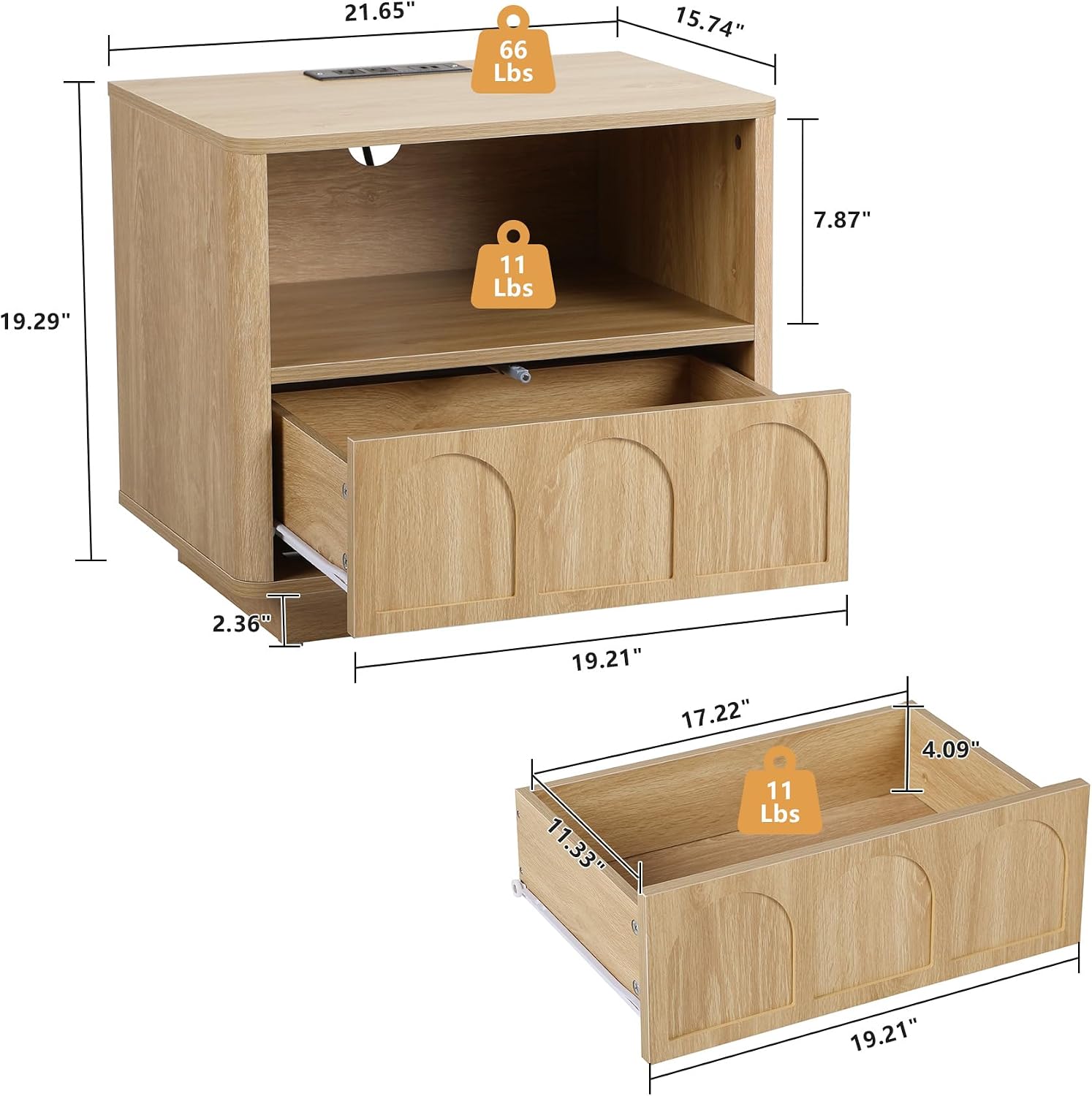 Mid-Century USB Storage Nightstand