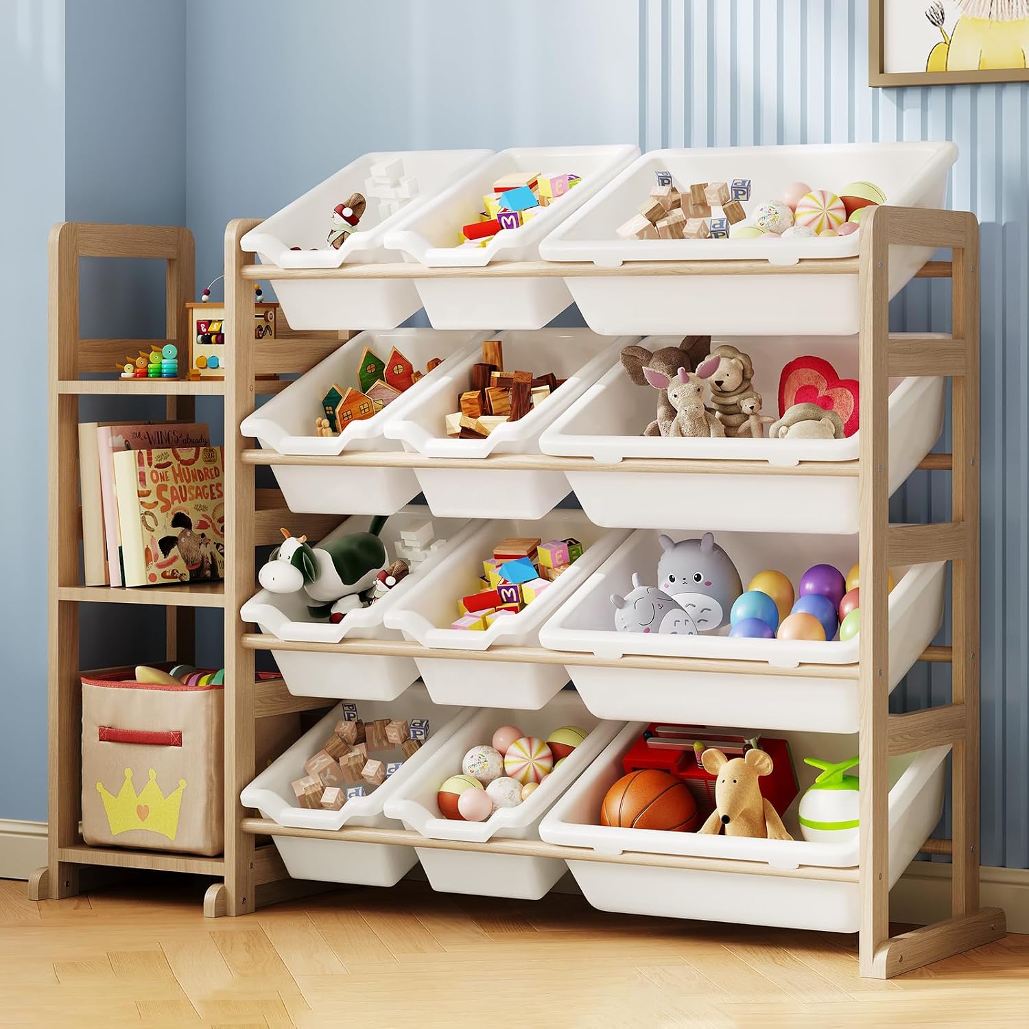 3-Tier 12 Bin Kids Toy Shelf