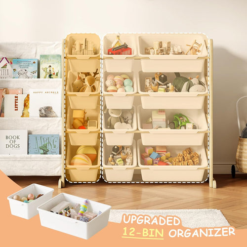 12 Bin Kids Book Toy Storage Rack