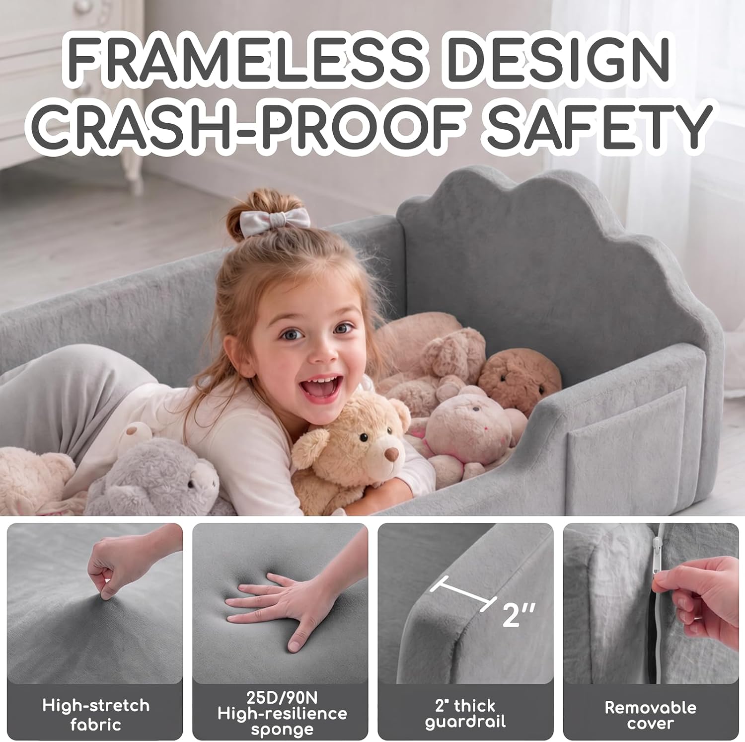 Soft Washable Foam Toddler Floor Bed