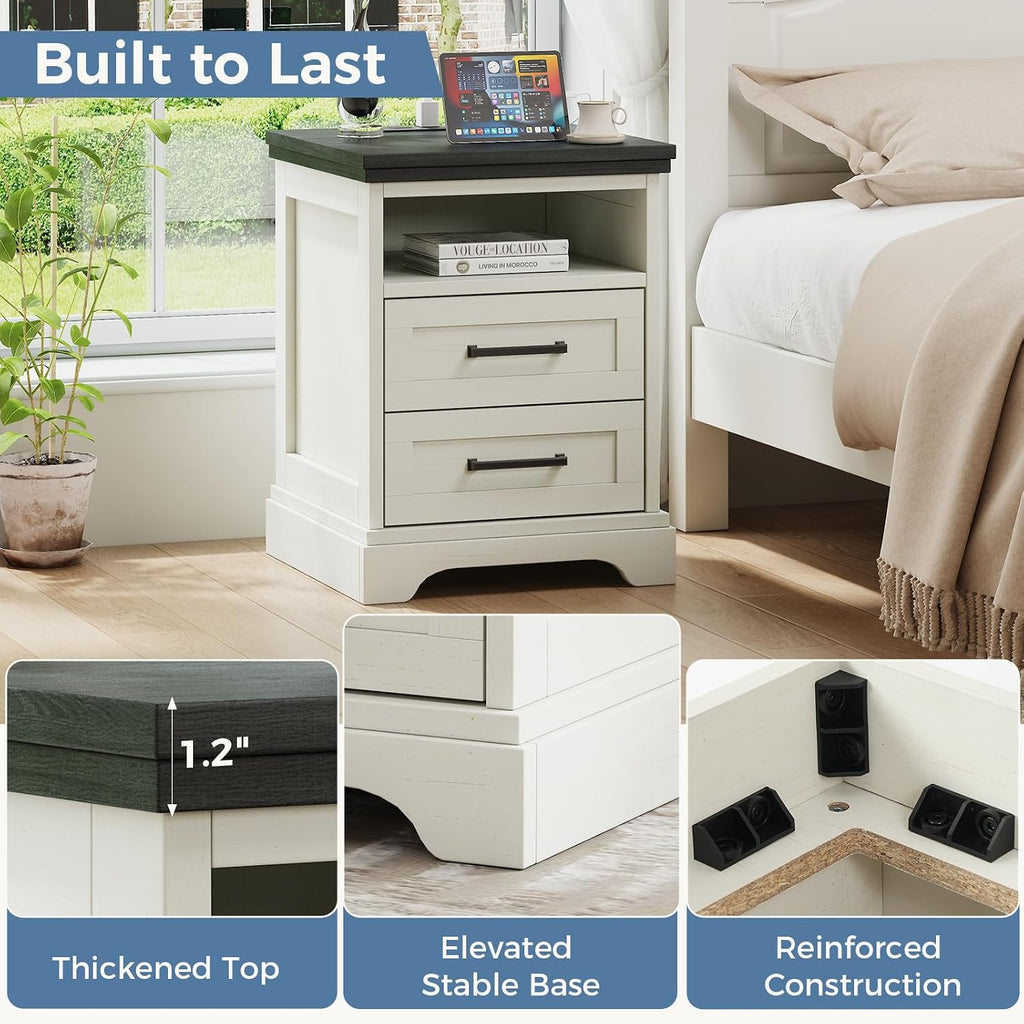 USB Farmhouse Storage Nightstand