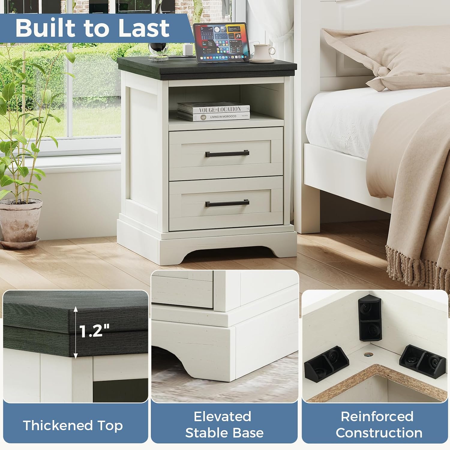 USB Farmhouse Storage Nightstand