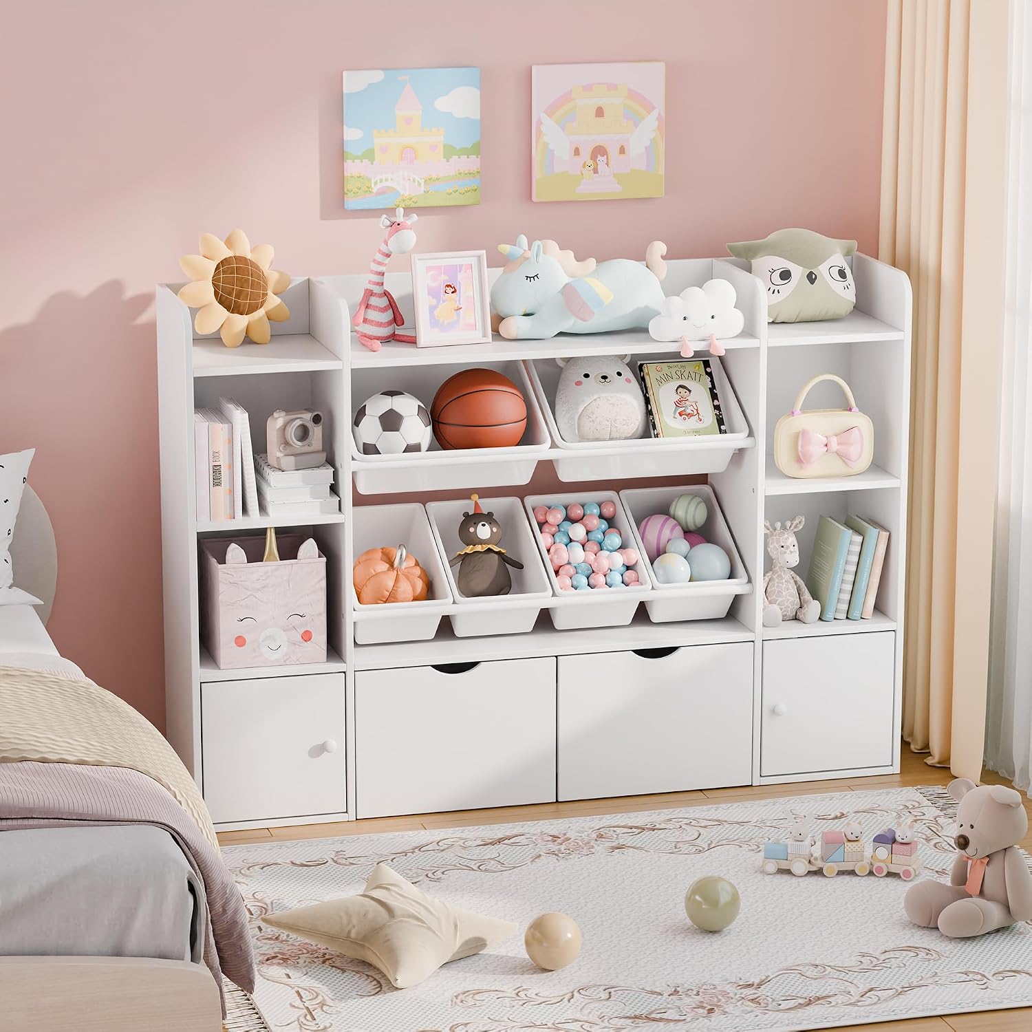 4-Tier Bin Drawer Kids Storage Rack