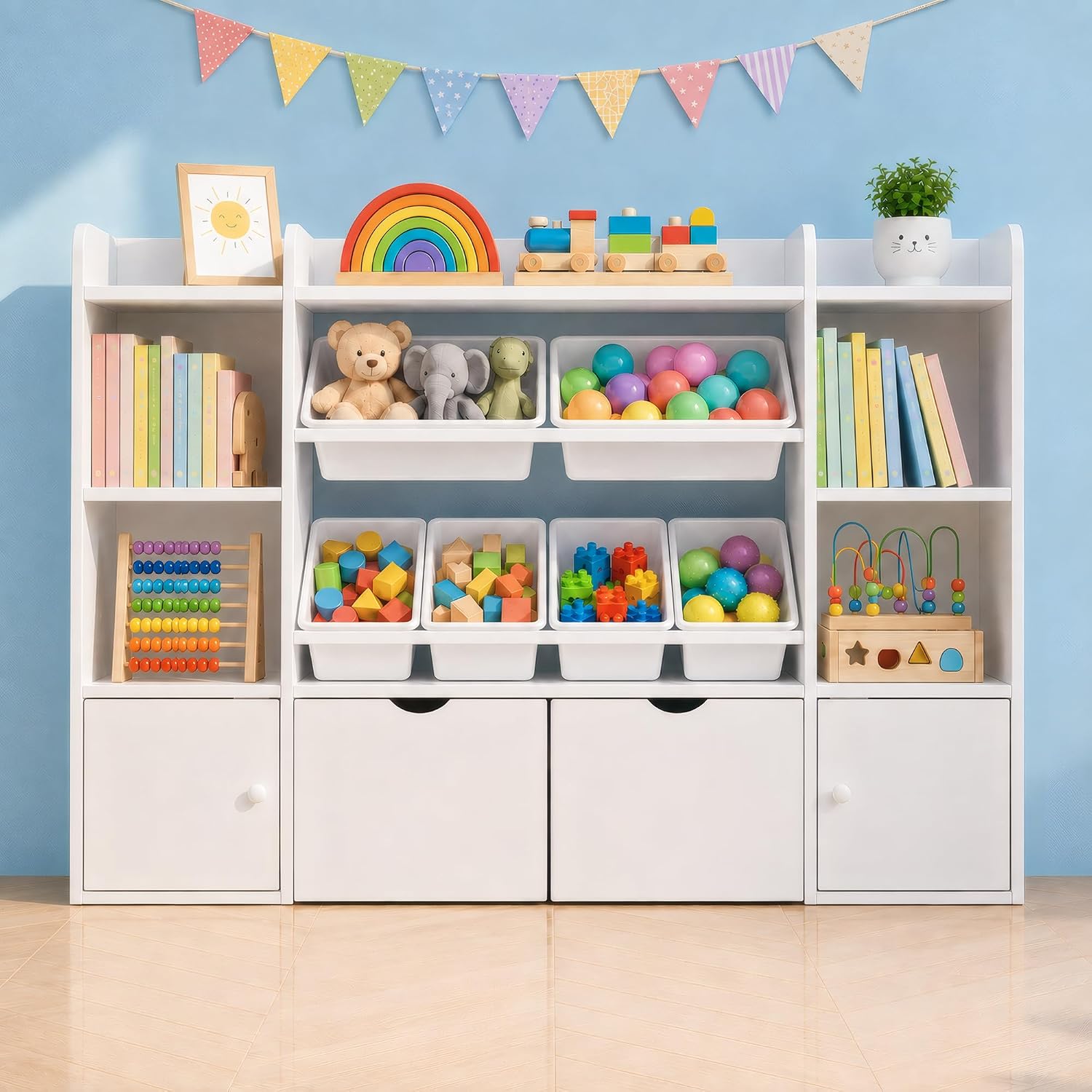 4-Tier Bin Drawer Kids Storage Rack