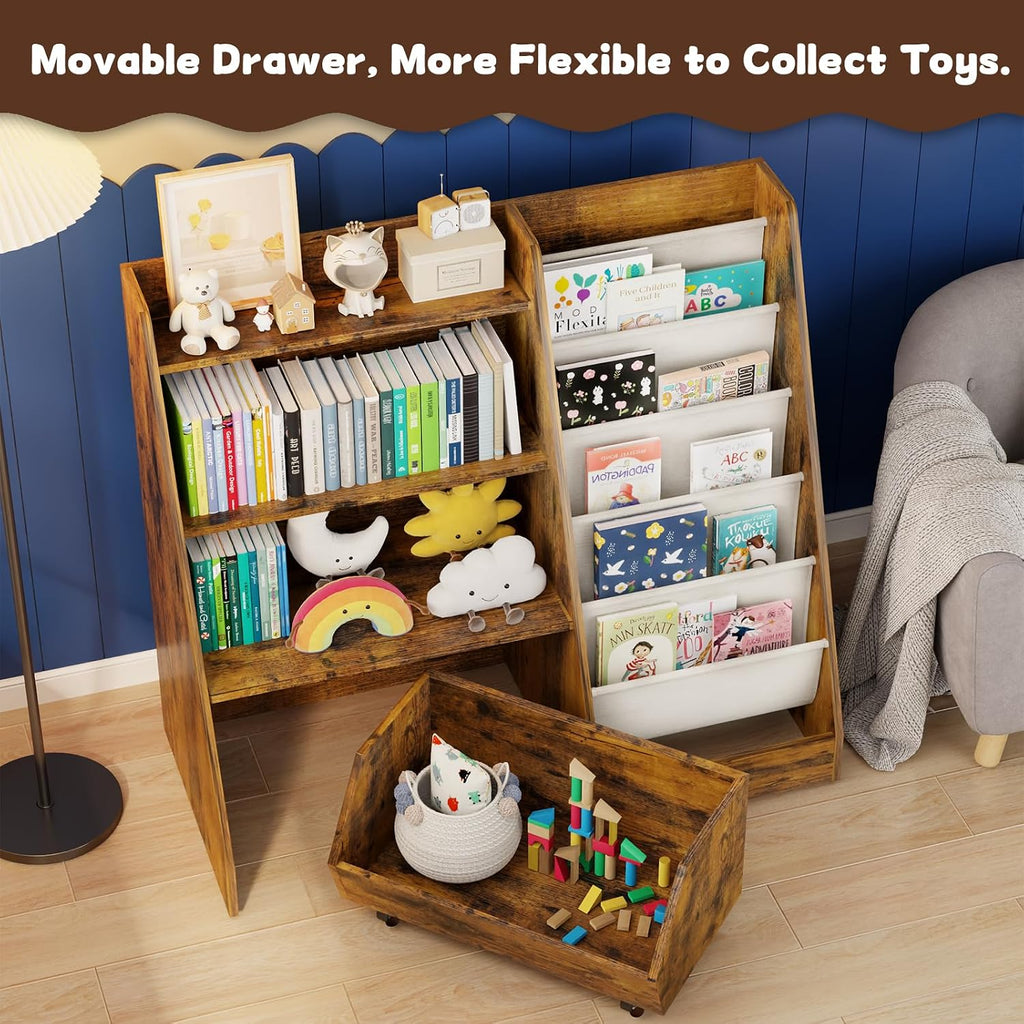 4 Tier Drawer Kids Toy Bookshelf