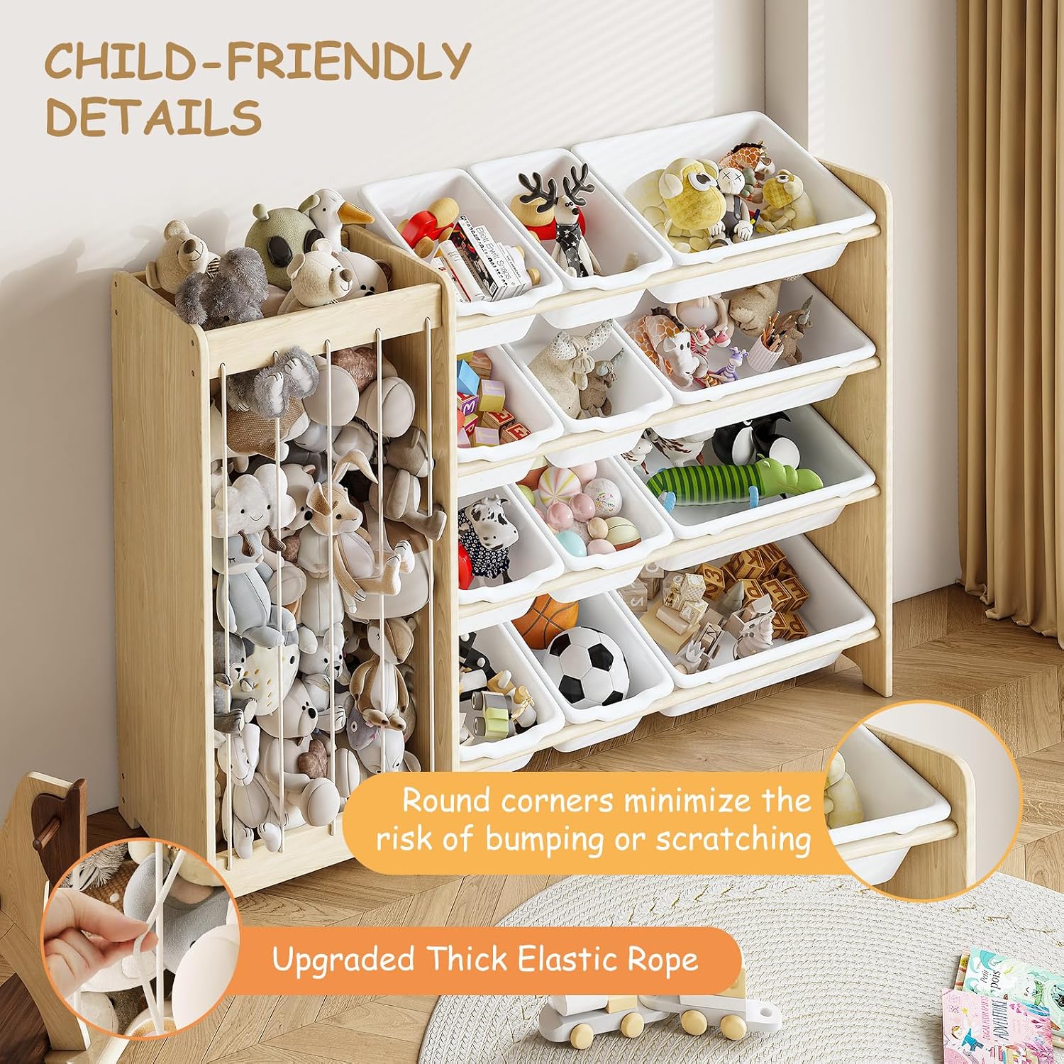 Wood 12 Bin Toy Storage Rack