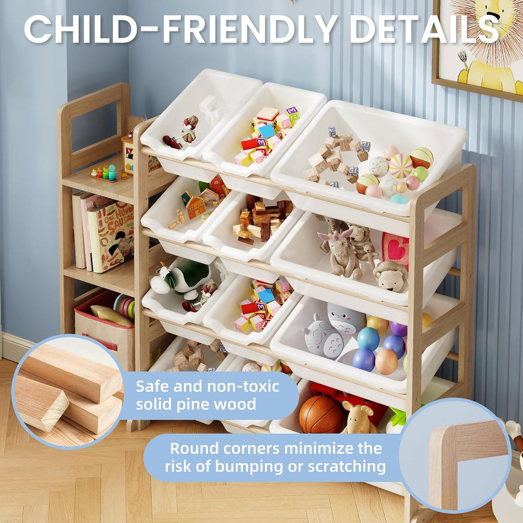 3-Tier 12 Bin Kids Toy Shelf