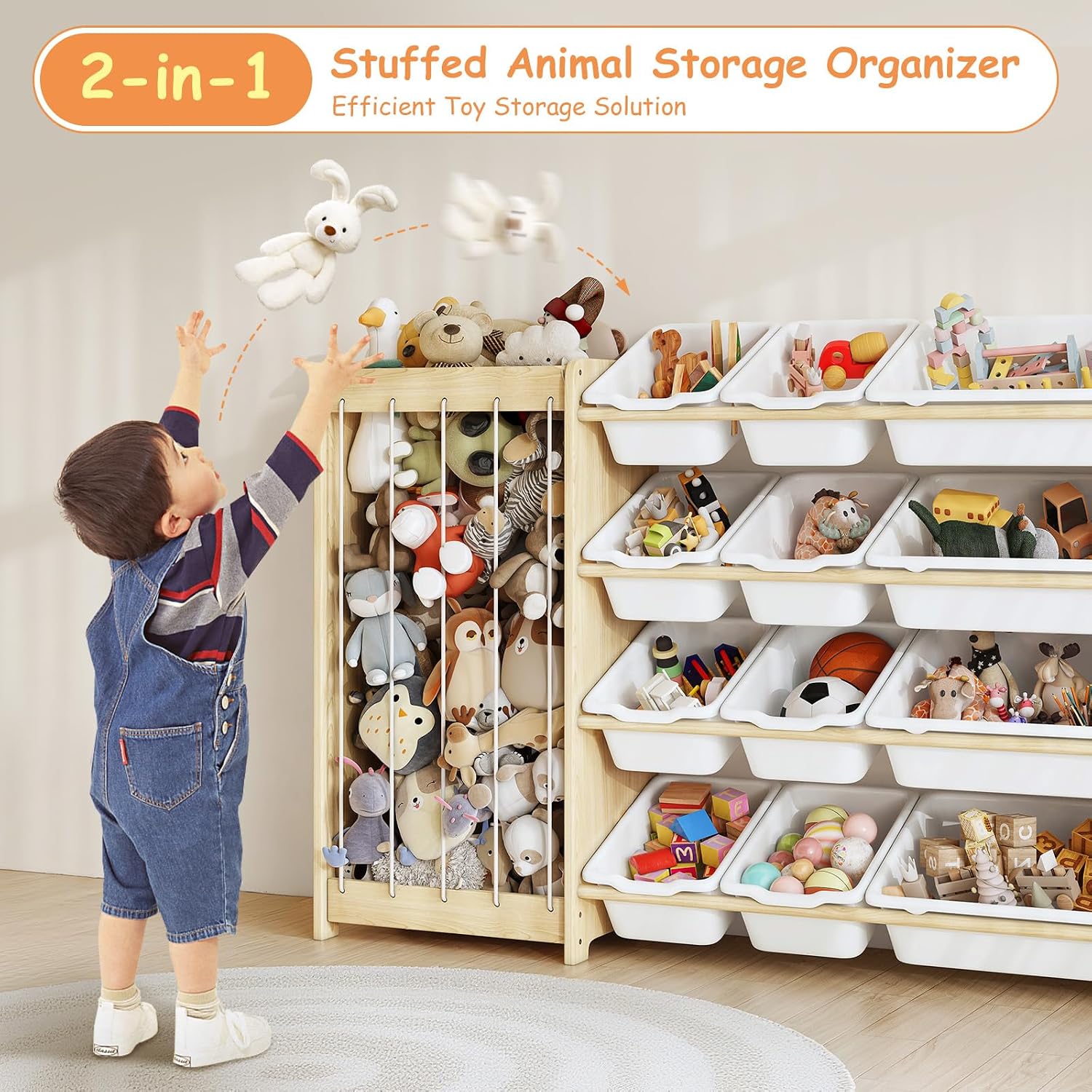 Wood 12 Bin Toy Storage Rack