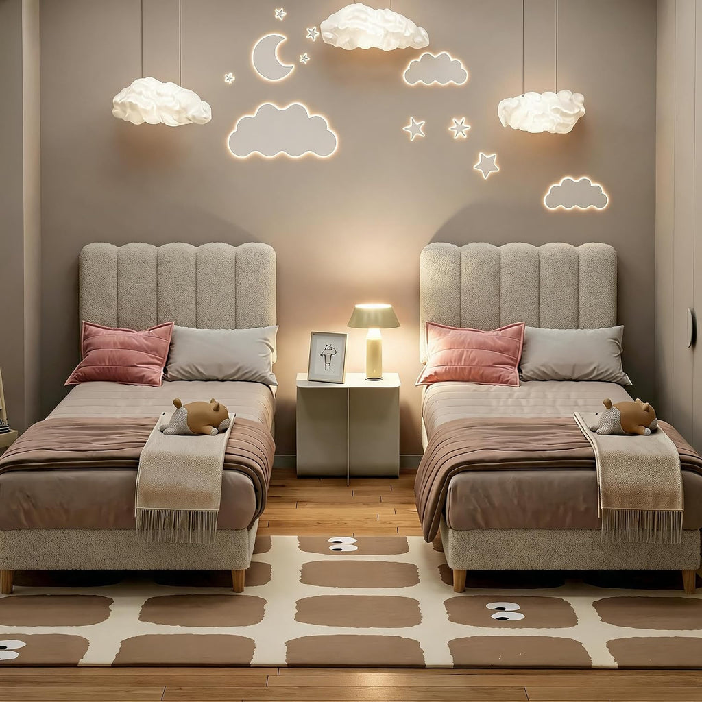Boucle Upholstered Twin Platform Bed