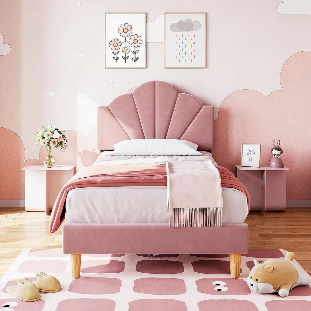 Velvet Adjustable Twin Platform Bed