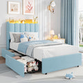 LED Boucle Twin Storage Platform Bed