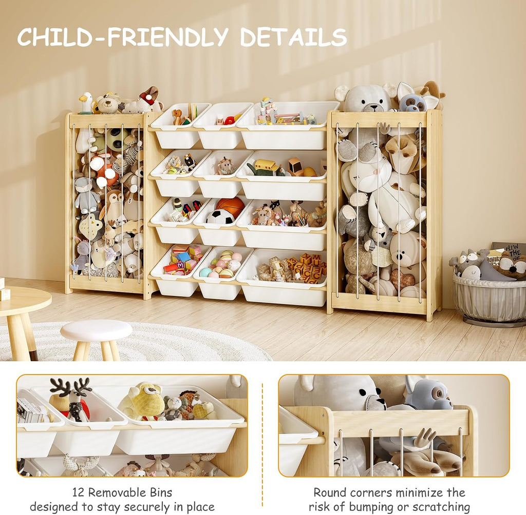 Wood 12 Bin Double Sided Toy Storage