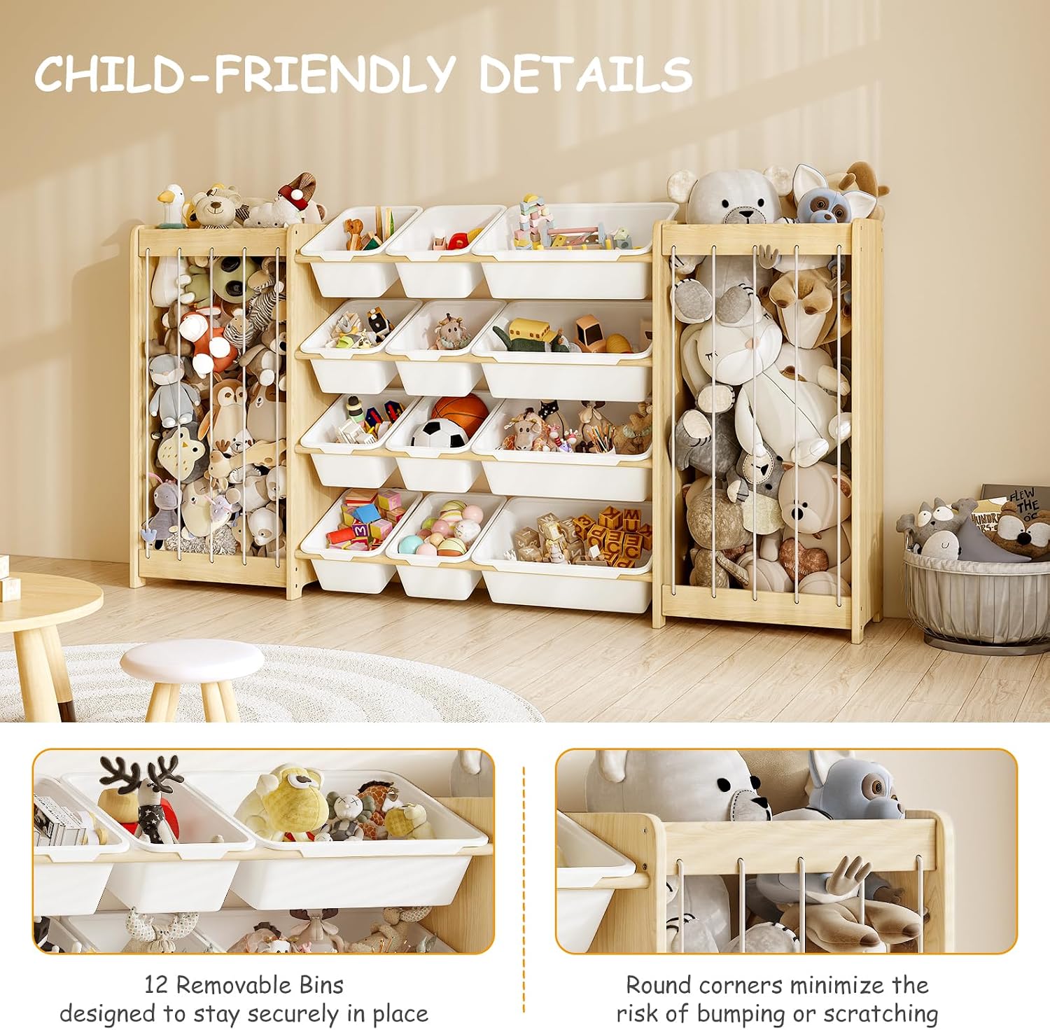 Wood 12 Bin Double Sided Toy Storage