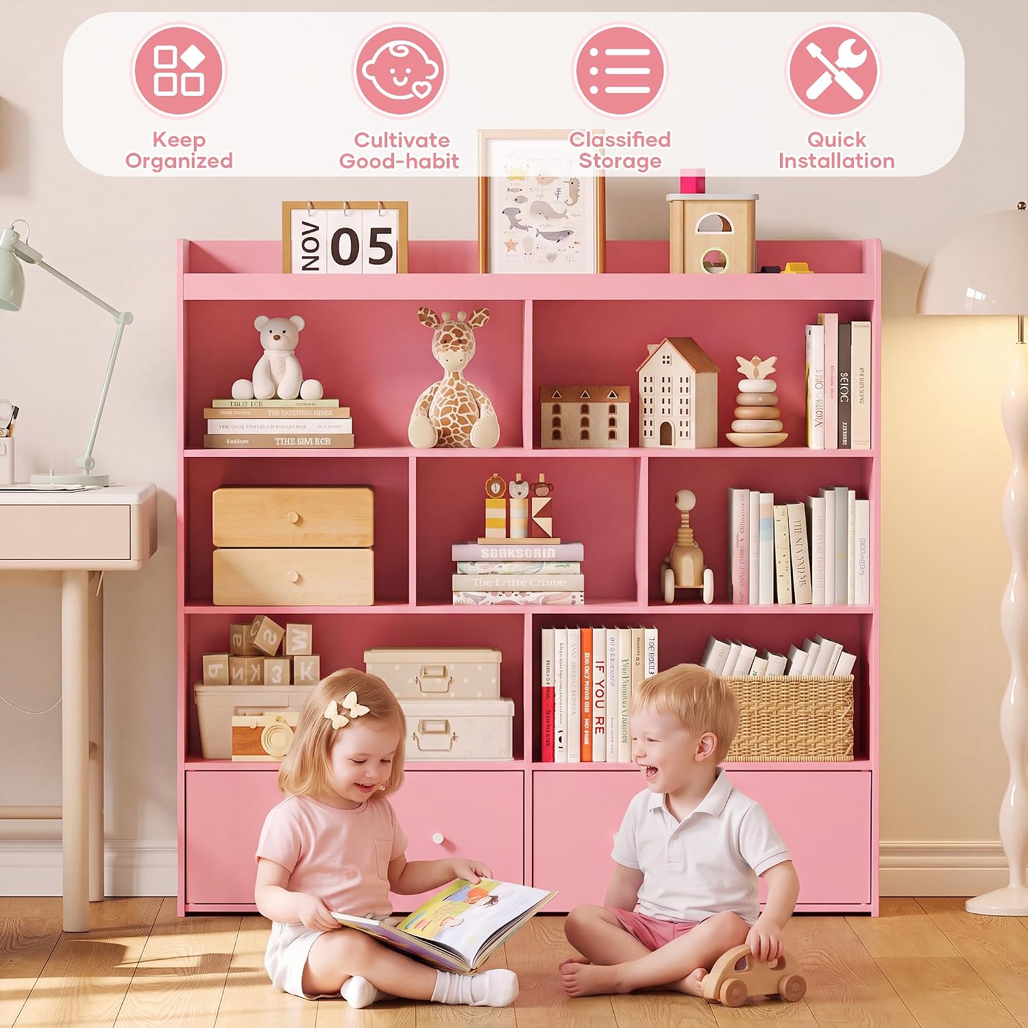 7 Cube Drawer Kids Storage Cabinet
