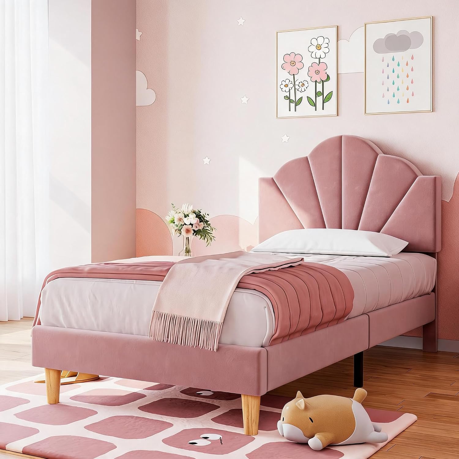 Velvet Adjustable Twin Platform Bed