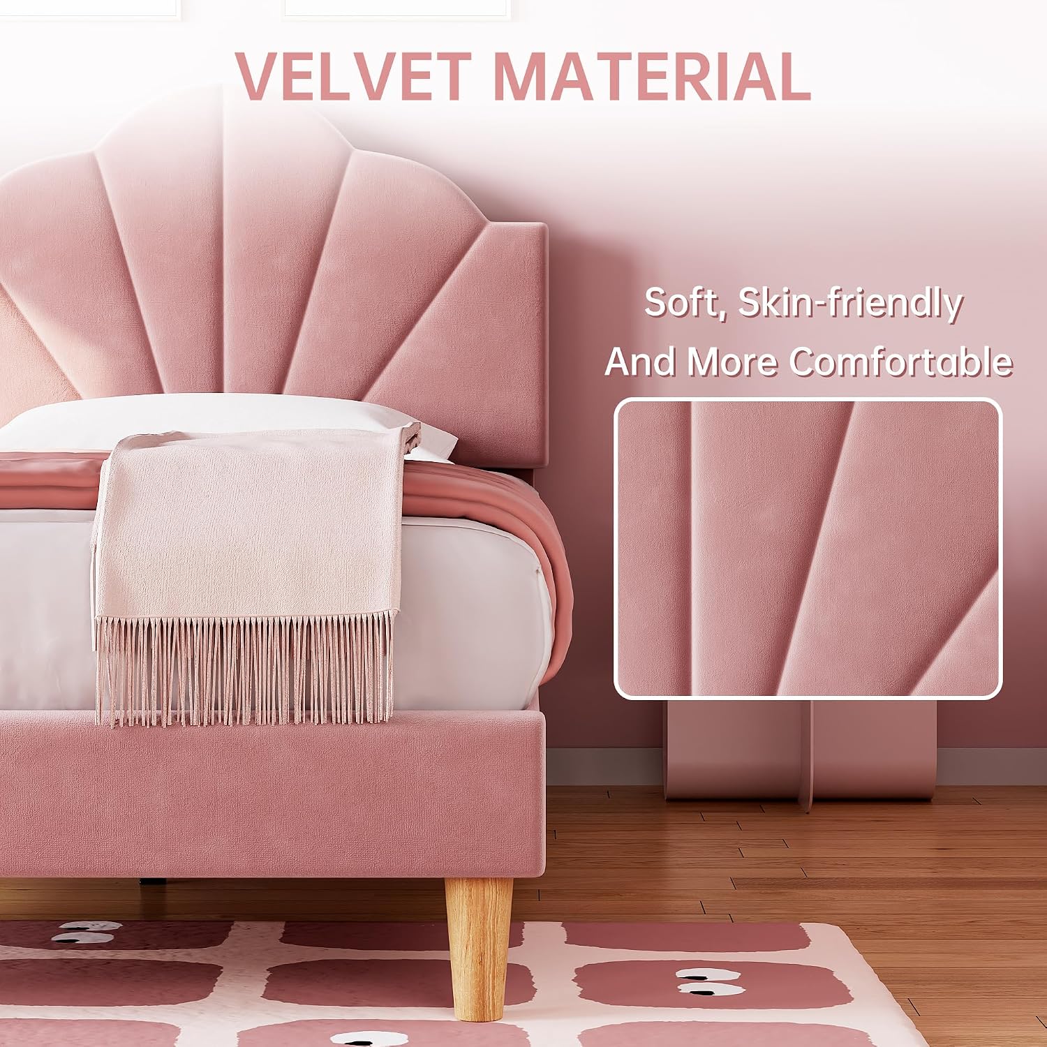Velvet Adjustable Twin Platform Bed