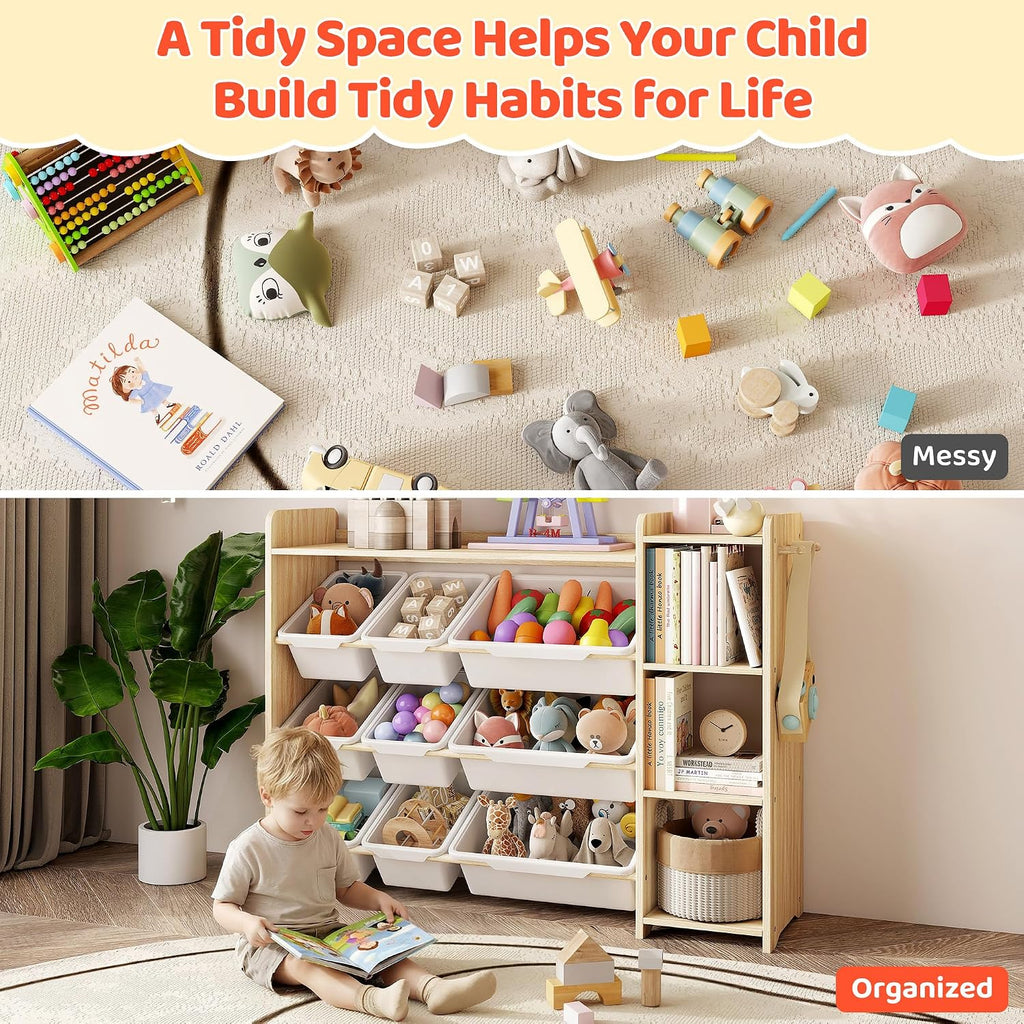 3-Tier 9 Bin Kids Toy Bookshelf