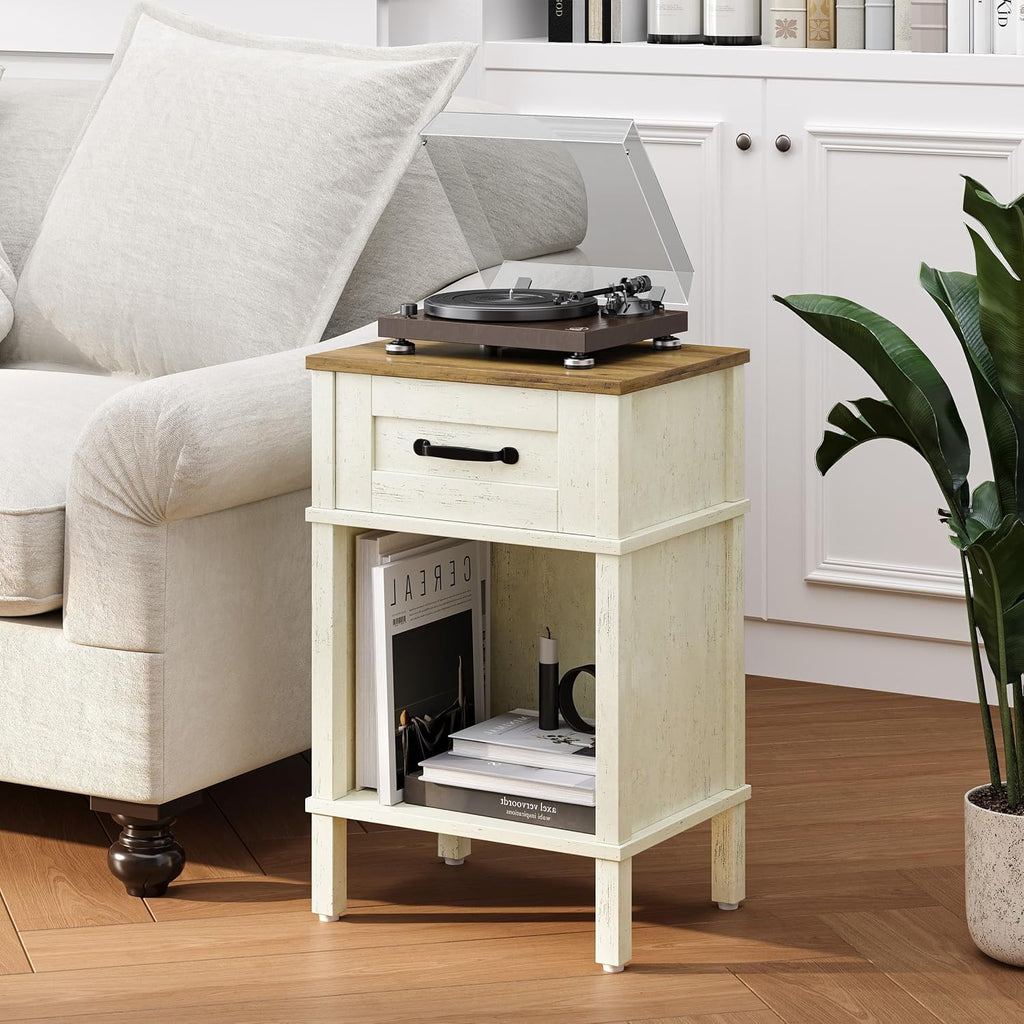 Farmhouse White Storage Nightstand