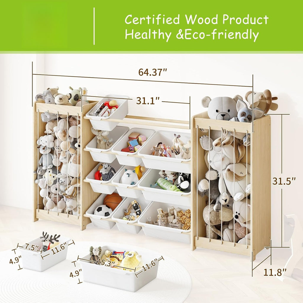 Wood 12 Bin Double Sided Toy Storage